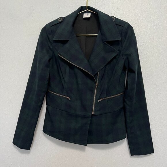 Cabi Tartan Plaid Zip Moto Jacket - Picture 1 of 8